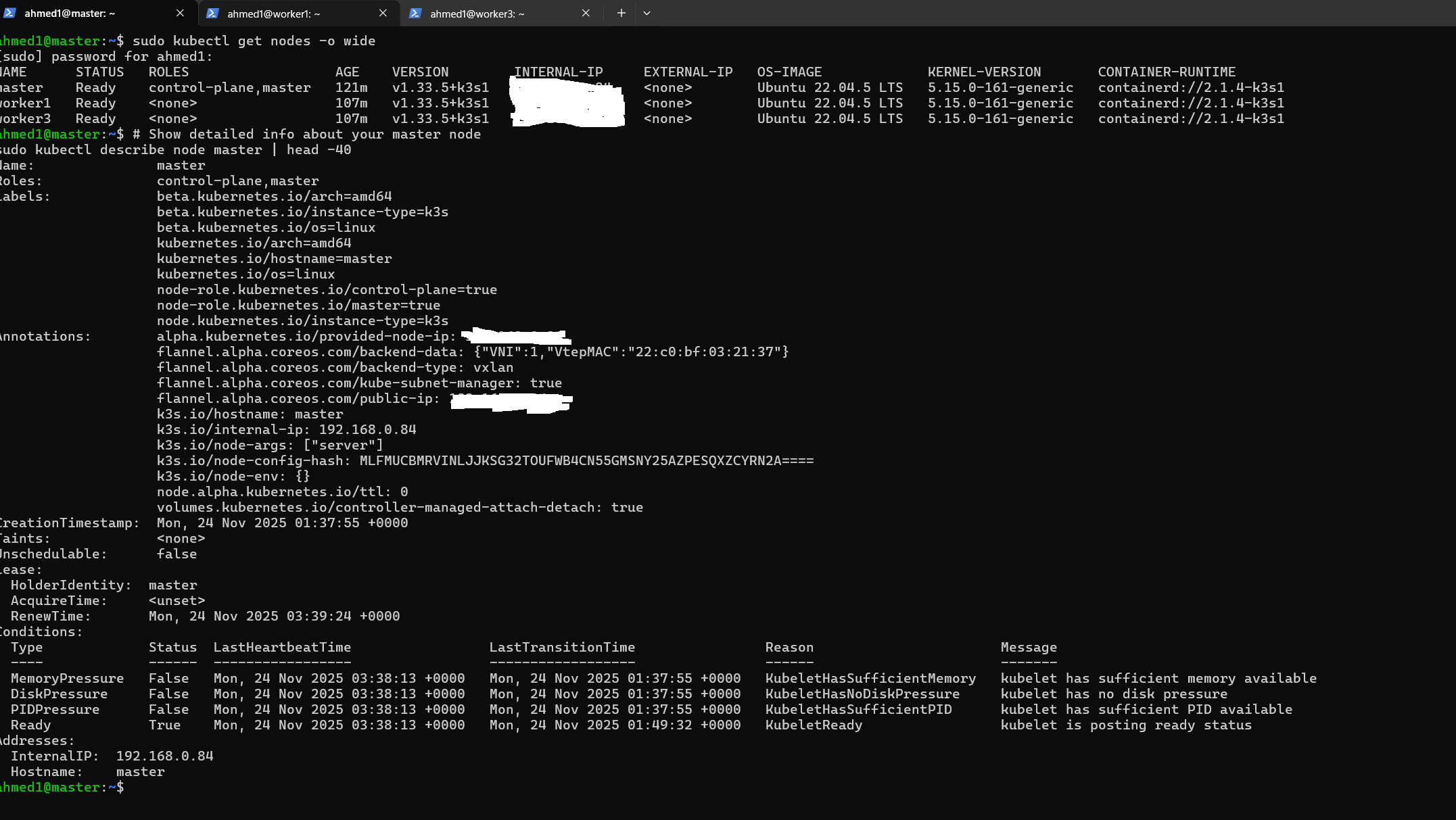 3-Node K3s Cluster Status